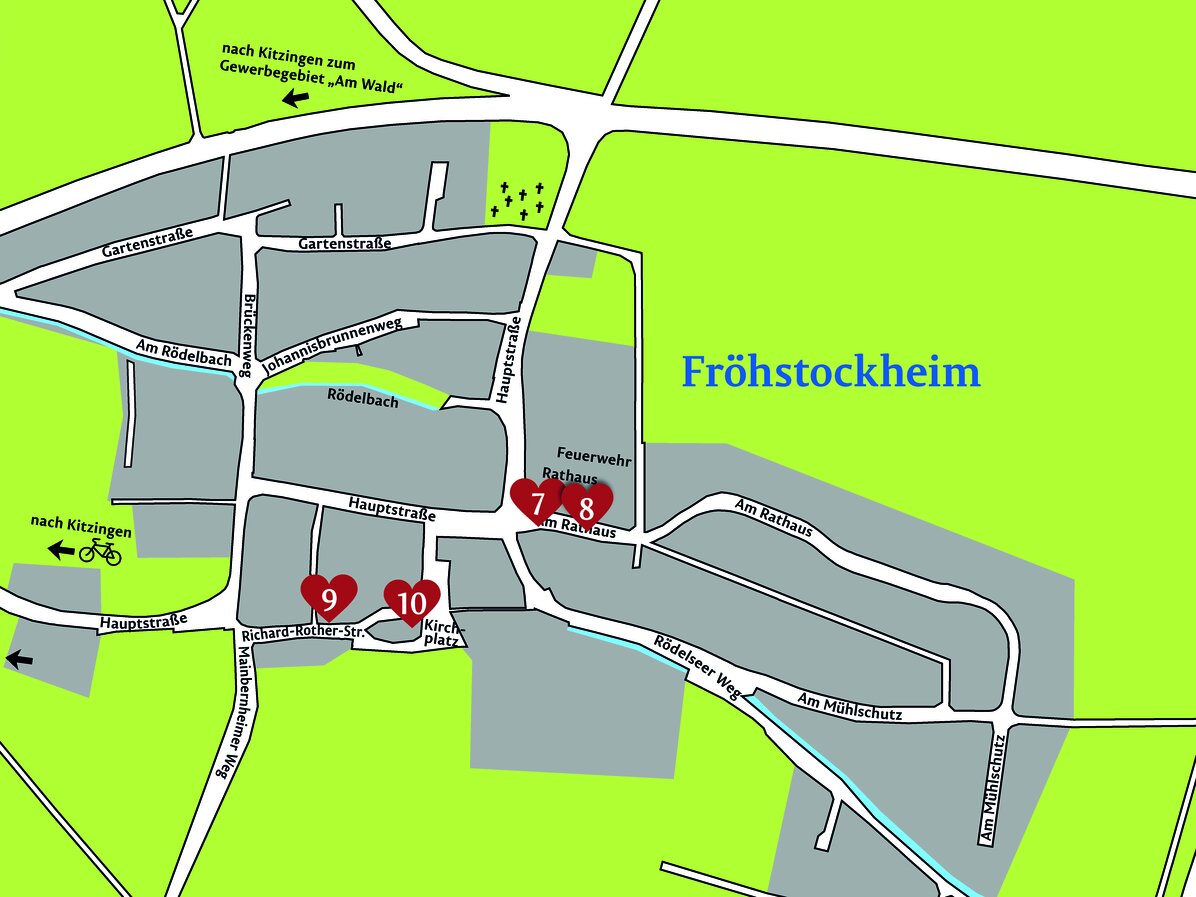 Karte der besonderen Trauorte in Fröhstockheim